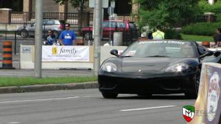 Ferrari 360 Spider Exhaust Sound Down Shifts and Acceleration  2010 FCA Ottawa Demo Zone [upl. by Auqenahc192]