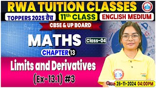 Class 11 Maths Chapter 13 Limits and Derivatives  Ex131 3  11th Maths Imp Topics By RWA [upl. by Niran281]