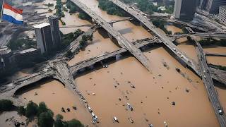 2 Minutes ago Chaos in the Netherlands Flash floods destroyed roads and vehicles were swept away [upl. by Cagle827]