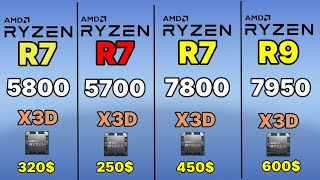 r7 5700x3d vs r7 5800x3d VS R7 7800X3D VS R9 7950X3D VS I9 14900K AMD RYZEN 5700X3D GAMİNG TEST [upl. by Hedve435]