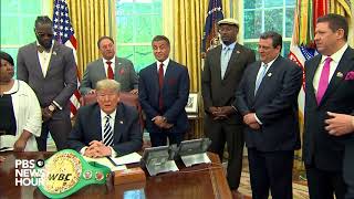 WATCH President Trump posthumously pardons boxer Jack Johnson [upl. by Gnot421]