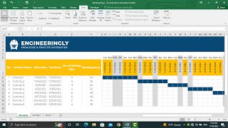 How to Exclude Weekends and Holidays in a Project Schedule using Ms Excel [upl. by Paquito426]