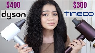 DYSON VS TINECO BLOWDRYERS amp TESTING KERASTASE HAIR PRODUCTS ON CURLY HAIR [upl. by Weide]