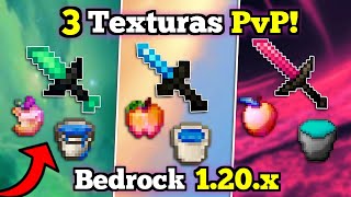 🔴 3 TEXTURAS para PVP en Minecraft PE 120X FPS  Texturas Gama Baja  Bedrock 120 [upl. by Esirehs]