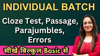 Spotting Errors Cloze Test Passage Parajumbles  PQRS Individual Batch By Rani Maam [upl. by Nanek250]