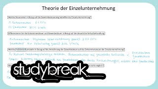 Theorie der Einzelunternehmung  Rechtsformbesteuerung [upl. by Nueovas482]