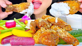 ASMR WINGSTOP CHICKEN WINGS DIPPED IN BLEU CHEESE EATING SOUNDS ASMR Phan [upl. by Shirley540]