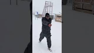 Diamir Police officer enjoying snowfall at Babusar Top [upl. by Hameean244]