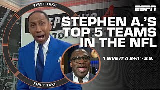 Shannon Sharpe ALMOST agrees with Stephens AList of Top5 NFL teams 📝  First Take [upl. by Sorce56]