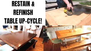 REFINISHING MY VINTAGE HARDWOOD DINING TABLE HOW TO STAIN PAINT AND UPCYCLE OLD FURNITURE [upl. by Kalk937]