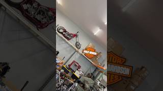 Billy Lane Hubless Harley Shovelhead Chopper Forklift on Top Shelf billylane shorts bikelife hd [upl. by Htrahddis]