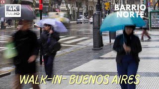 4K Buenos Aires Barrio Norte Walk in Rainy day winter 2021 6 [upl. by Fritts497]