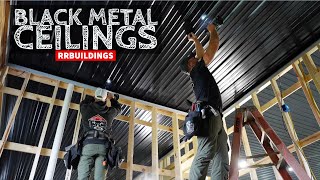 Workshop Build Out Finishes Part 1 Black Metal Ceiling [upl. by Joon669]