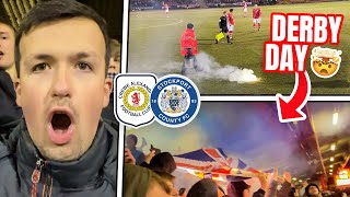 CRAZY ATMOSPHERE on DERBY DAY at CREWE vs STOCKPORT 🧨 [upl. by Leinod]