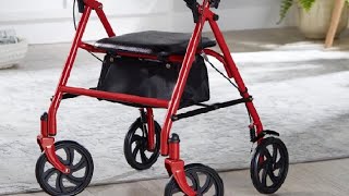 McKesson Rollator Walker with Seat and Wheels Review My Brother loved his Red Rollator Walker with [upl. by Boyes999]