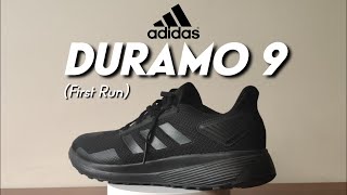 Adidas Duramo 9 first run  Adidas Low Budget [upl. by Neztnaj]