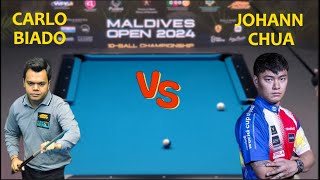 Highlights Carlo Biado vs Johann Chua Maldives Open 2024 10 Ball Championship [upl. by Dnomaj]