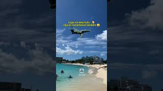 Aterrissagem de aviões na Maho Beach 🏖 🇺🇸 viagem aviacao [upl. by Illehs]