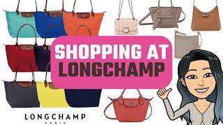 SHOPPING AT LONGCHAMP bags  Le Pliage and more  Luxury Bag Shopping  Luxury Bag Alternatives [upl. by Florence]