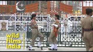 IndiaPakistan Wagah border and amusing display of oneupmanship [upl. by Wincer378]