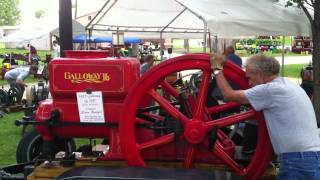 Starting 16hp Galloway hit miss antique gasoline engine [upl. by Avron334]