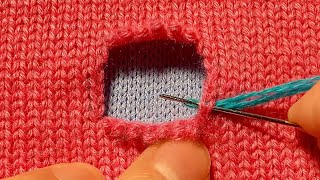 Learn how to mend a hole in your sweater in a amazing way 🔥Beginner Tutorial [upl. by Branen]