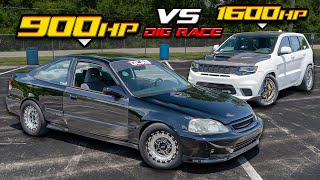 919HP AWD Civic VS 1600HP Trackhawk  DIG REMATCH Honda Strikes Back [upl. by Nykal449]