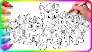 Coloring Pages PAW PATROL  How to color Paw Patrol characters  Easy Drawing Tutorial Art [upl. by Ketti]