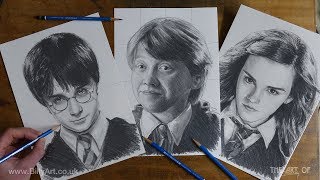 How To Draw Harry Ron and Hermione from Harry Potter [upl. by Falkner]