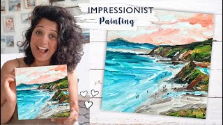 Impressionist Painting Tutorial For Beginners  Abstract Seascape  Ep 2 [upl. by Lamphere995]