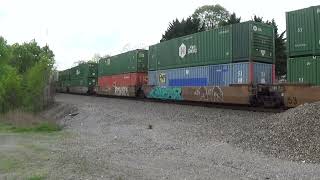 NS 288 Intermodal 53 ft Containers by Shawsville downgrade 42624 ES44DC and Dash 9 in dynamics [upl. by Ymmor]