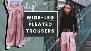 DIY WideLeg Pleated Trousers  PATTERN  How to Sew Pants with a Fly Front and Side Seam Pockets [upl. by Grania]