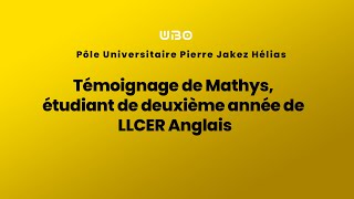 Témoignage de Mathys étudiant de deuxième année de LLCER Anglais UBO Quimper [upl. by Anglim]