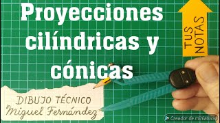 Proyecciones CILÍNDRICAS y CÓNICAS diferencias en la Geometría Descriptiva Sistema Diédrico [upl. by Andi]