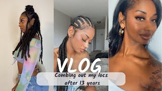 VLOG  Combing out my LOCS after 13 years amp getting my first SILK PRESS 🙀   Tears and regrets 😪 [upl. by Birgit]