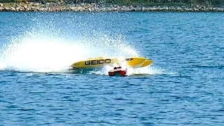 BRUTAL COLLISION RC POWERBOAT SPEEDBOAT CRASH AT 150 KMH 94 MPH INCREDIBLE INCIDENT [upl. by Chiquita]