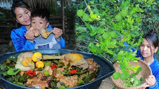 Fried Chicken With Cili And Kaffir Lime Leaves Recipe  Eating Chicken With My Son [upl. by Nwahsor]