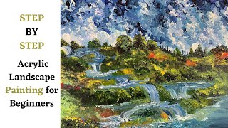 How to Paint with Acrylics STEP by STEP Impressionist Landscape [upl. by Cirded]