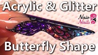 How to Sculpt an Acrylic amp Glitter Butterfly Nail Tutorial [upl. by Panther413]