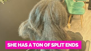 How to tame your frizz and control your split ends  She has so many split ends 🥶 [upl. by Eicaj]