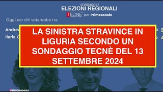 LA SINISTRA STRAVINCE IN LIGURIA SECONDO UN SONDAGGIO TECNÈ DEL 13 SETTEMBRE 2024 [upl. by Aura]