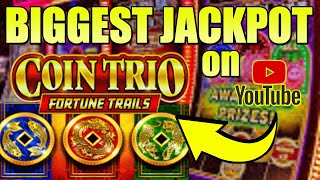 BIGGEST JACKPOT EVER FOR COIN TRIO SLOT MACHINE ON YOUTUBE [upl. by Anohr]