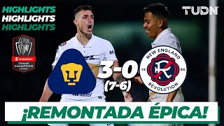 Highlights  Pumas 37630 New England  CONCACHAMPIONS 2022  4tos  TUDN [upl. by Adnilem429]