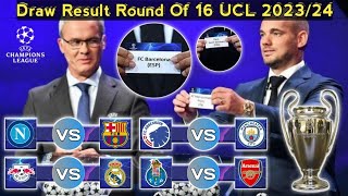 Draw Results Round Of 16 Eufa Champions League Season 20232024  Barcelona vs Leipzig [upl. by Apollus]