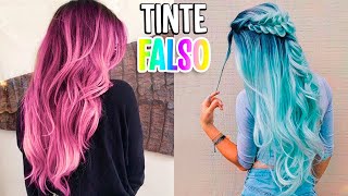 Como hacer TINTE DE CABELLO FALSO en casa y que parezca REAL ❤️8 IDEAS [upl. by Eltsyrk]