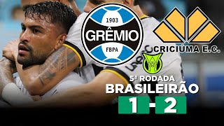 GRÊMIO PERDE PARA O CRICIÚMA EM PARTIDA ATRASADA DO BRASILEIRÃO GRÊMIO 1 x 2 CRICIÚMA  Narração [upl. by Hanavas101]