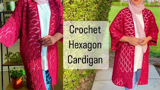 Crochet hexagon cardigan  leafy hexagon cardigan [upl. by Gee]