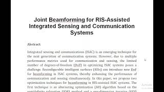 Joint Beamforming for RIS Assisted Integrated Sensing and Communication Systems [upl. by Aleirbag]