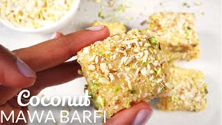 Coconut Mawa Barfi  Khoya Nariyal Burfi Recipe How to Cook  Dessert  Mithai [upl. by Neeven]