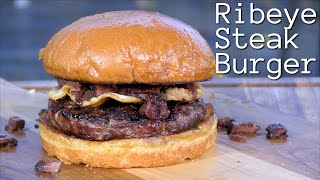 Ribeye Steak Burger  Steakhouse Cheeseburger  Ballistic Burgers  Weber Kettle [upl. by Lemal]